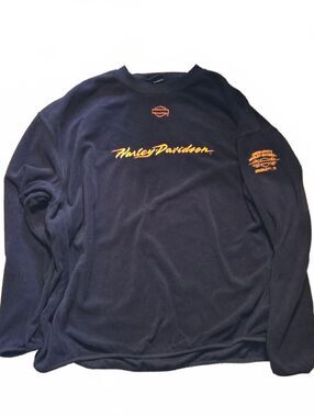 Harley-Davidson Fleece Embroidered Sweatshirt Men's 2xl Black Lightweight
